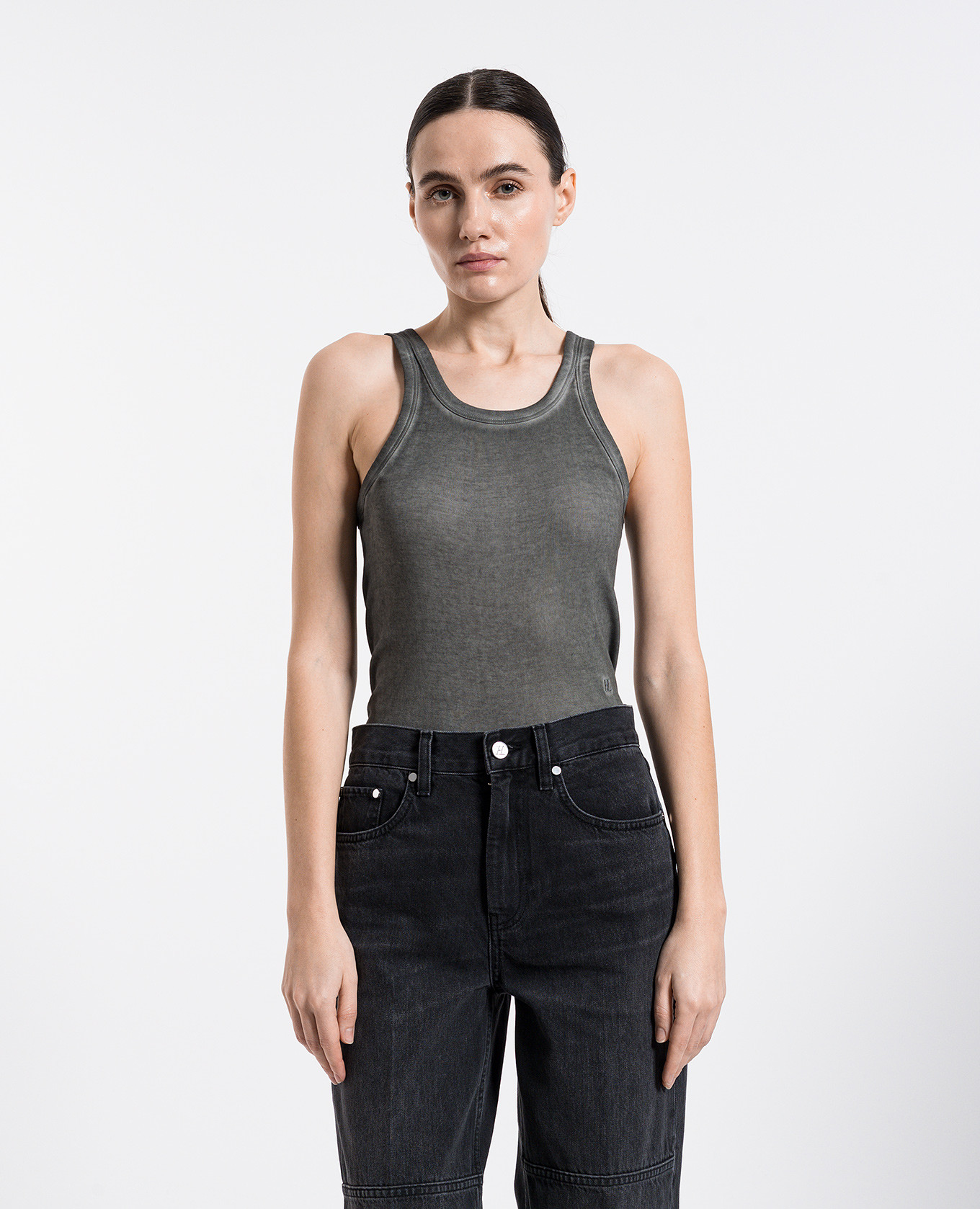 

Gray top with embroidered monogram logo Helmut Lang, Grey