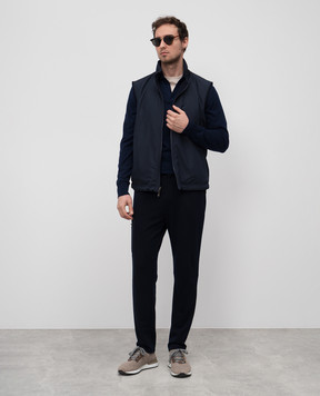 Sease West Blue Reversible Logo Wool Vest OV034TJ073