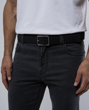 Bottega Veneta Black leather belt with Intrecciato weave 796783V4LQ1