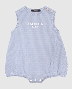 Balmain Baby blue striped bodysuit BWA51BP0487