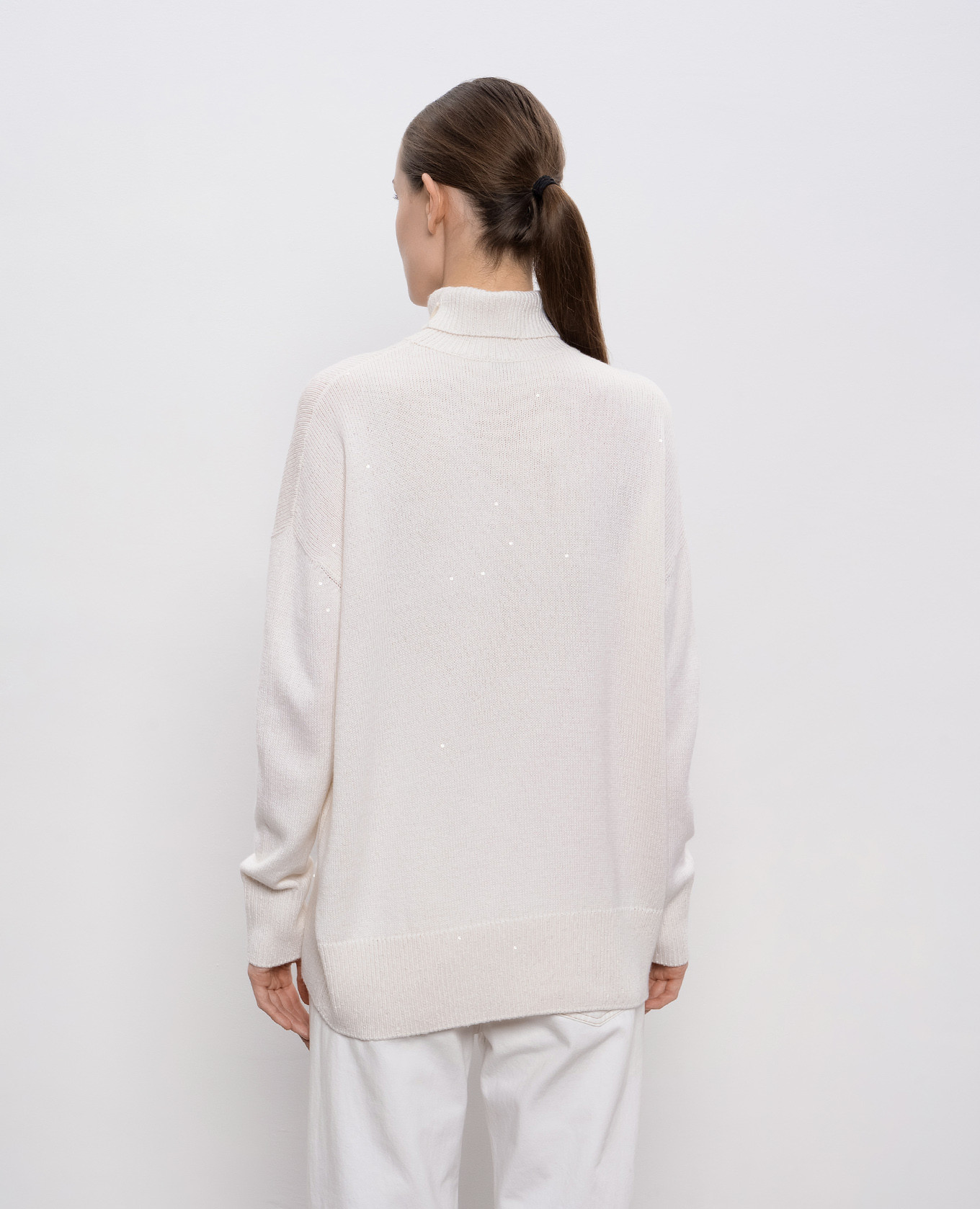 

White cashmere and silk sequin sweater Brunello Cucinelli