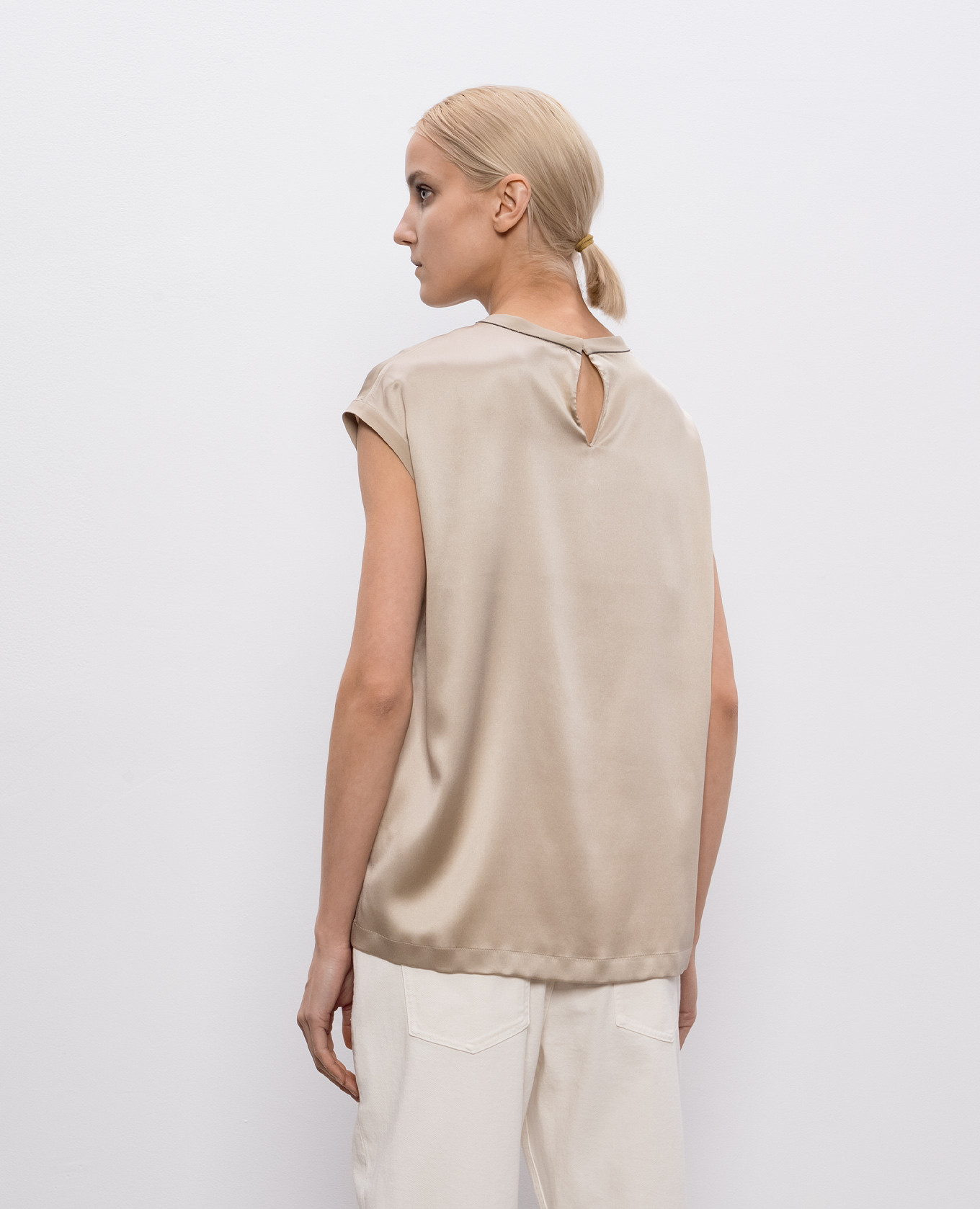 Beige silk top Brunello Cucinelli 4