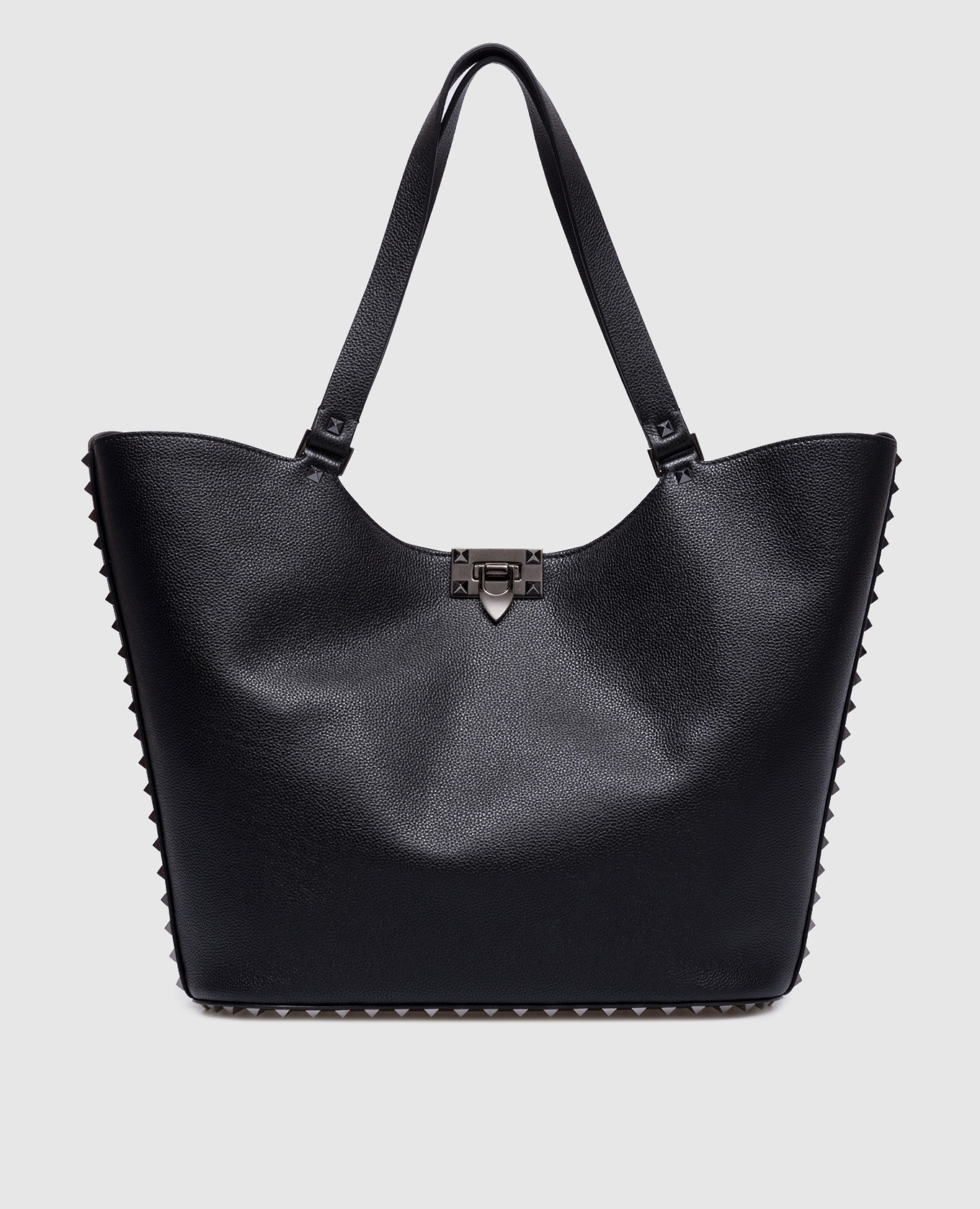 

Black leather bag with metal logo Valentino