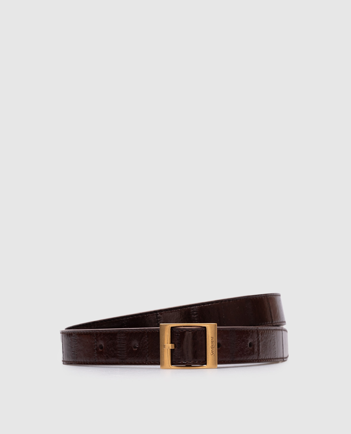 

Brown leather belt with logo engraving Saint Laurent