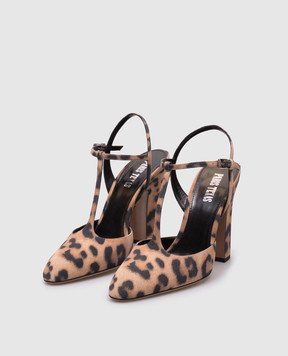 Paris Texas Lavinia beige suede slingbacks in animal print PX1545XSALP