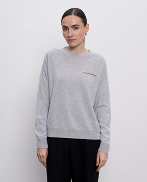 Peserico Gray cashmere jumper with monil chain A99284F12K9010B
