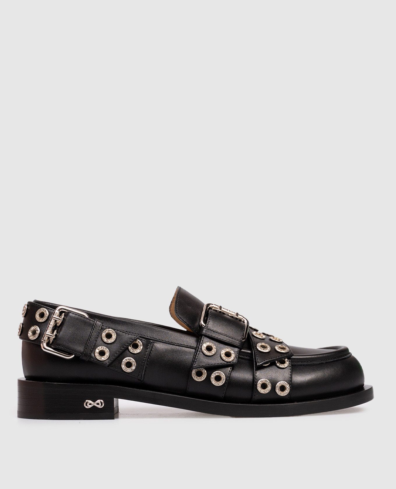 

Black leather loafers with straps Mach&Mach