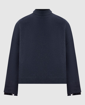 Brunello Cucinelli Blue cashmere and silk sweater with sequins M16521803