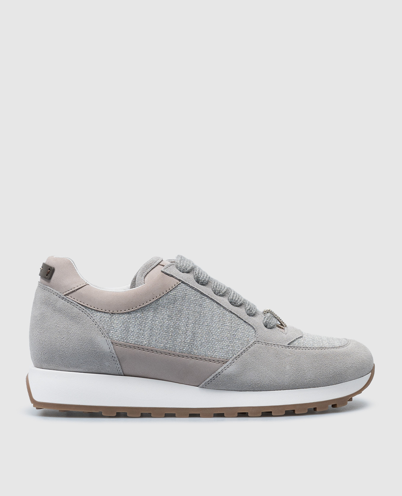 Gray combination sneakers with monil chain peserico
