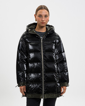 Be Florence Black down jacket with logo patch FB2574