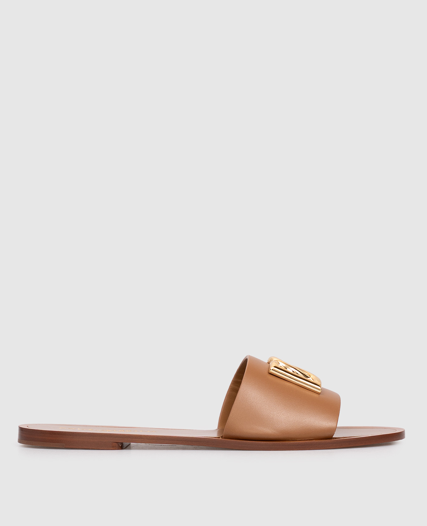 Brown leather flip-flops with DG logo Dolce&Gabbana