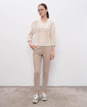 Peserico Beige openwork sweater with alpaca wool A99335F039196C