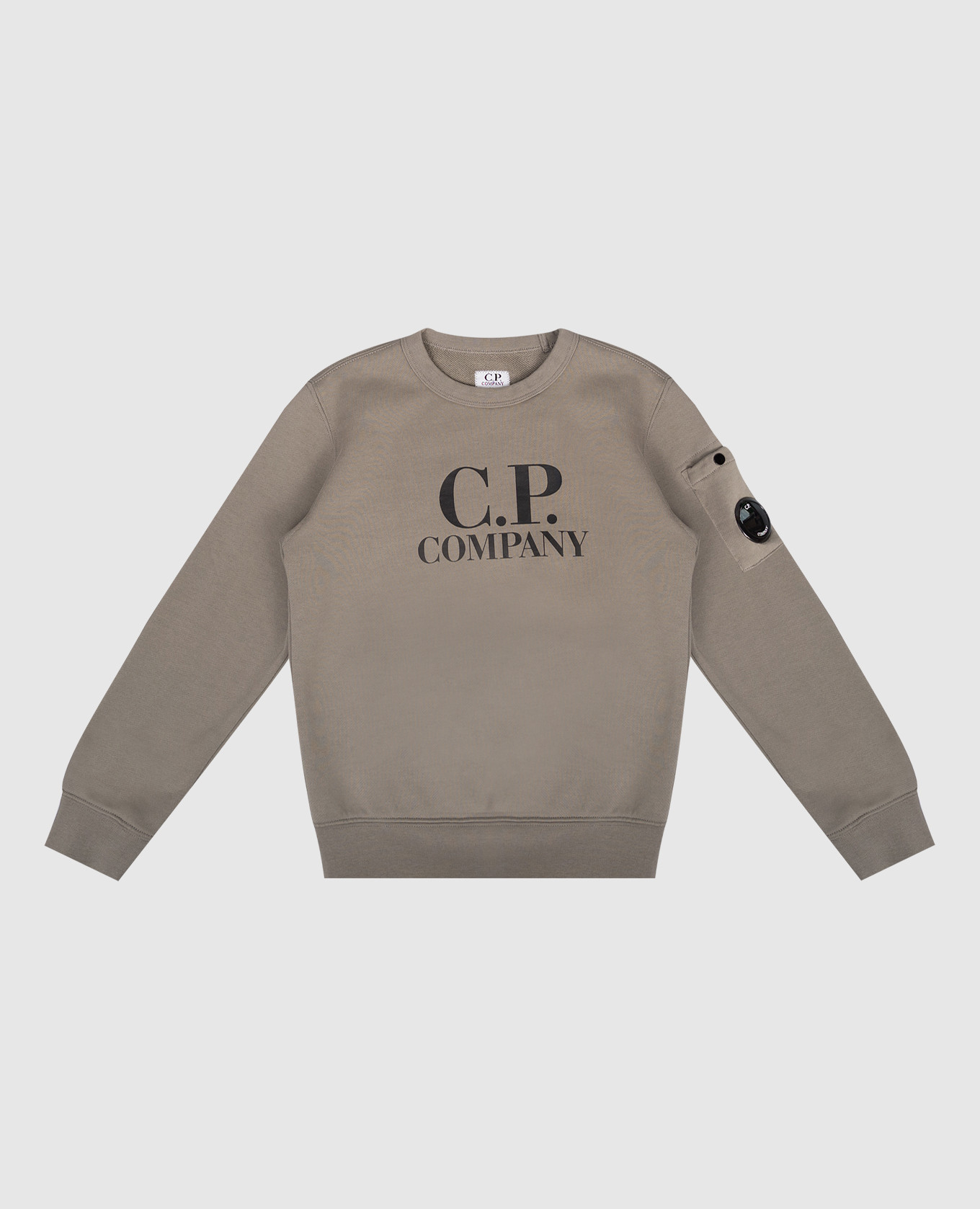 Children&#39;s khaki sweatshirt with logo print C.P. Company