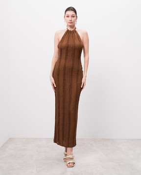 Charo Ruiz Brown Thea dress with lace 255613