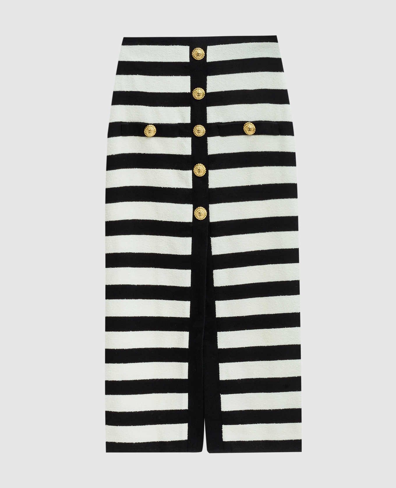 

Black striped midi skirt with slit Balmain