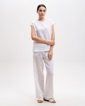 Asceno Dasha white linen top T034F06C02