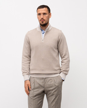 Cashmere&Whiskey Beige wool and cashmere sweater with a pattern PL507