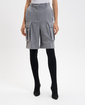 Balmain Grey melange wool bermuda shorts FF0PA355JL17
