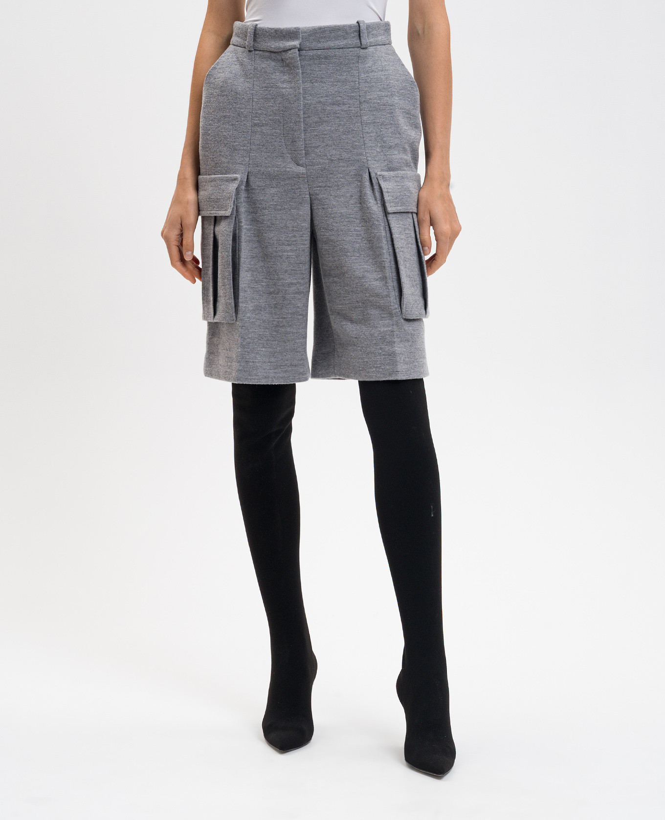 

Grey melange wool bermuda shorts Balmain