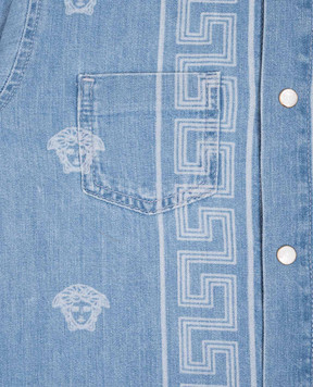 Versace Children's blue denim shirt with Medusa Bandana print 10182581A13070