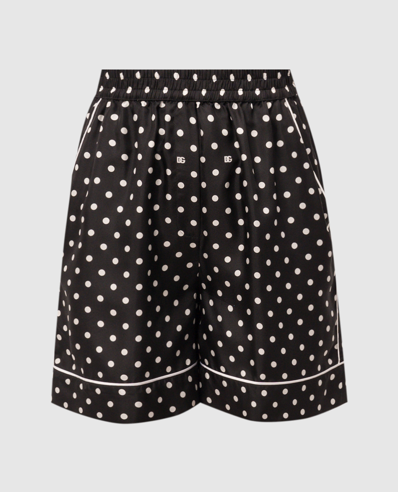 Black shorts made of silk with peas dolce&gabbana