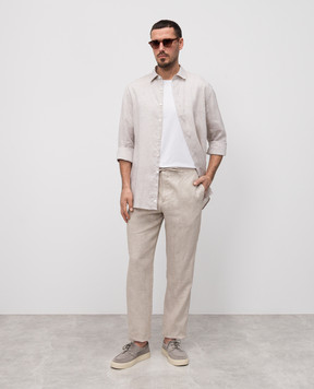 Canali Beige linen pants AE04999U7003
