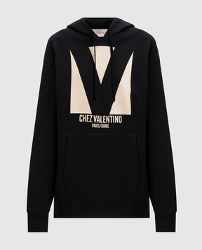 Valentino Black hoodie with logo print 6B3MF24I960