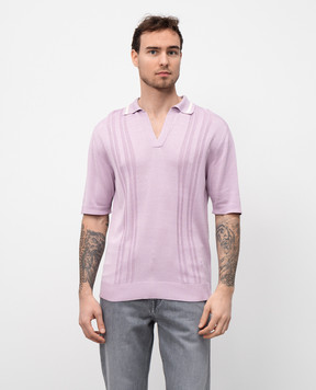 ISAIA Purple silk polo with logo emblem MG8336Y0498