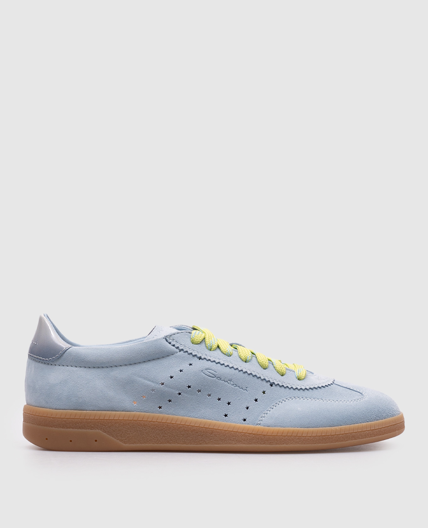 

Blue suede sneakers with logo Santoni, Light blue