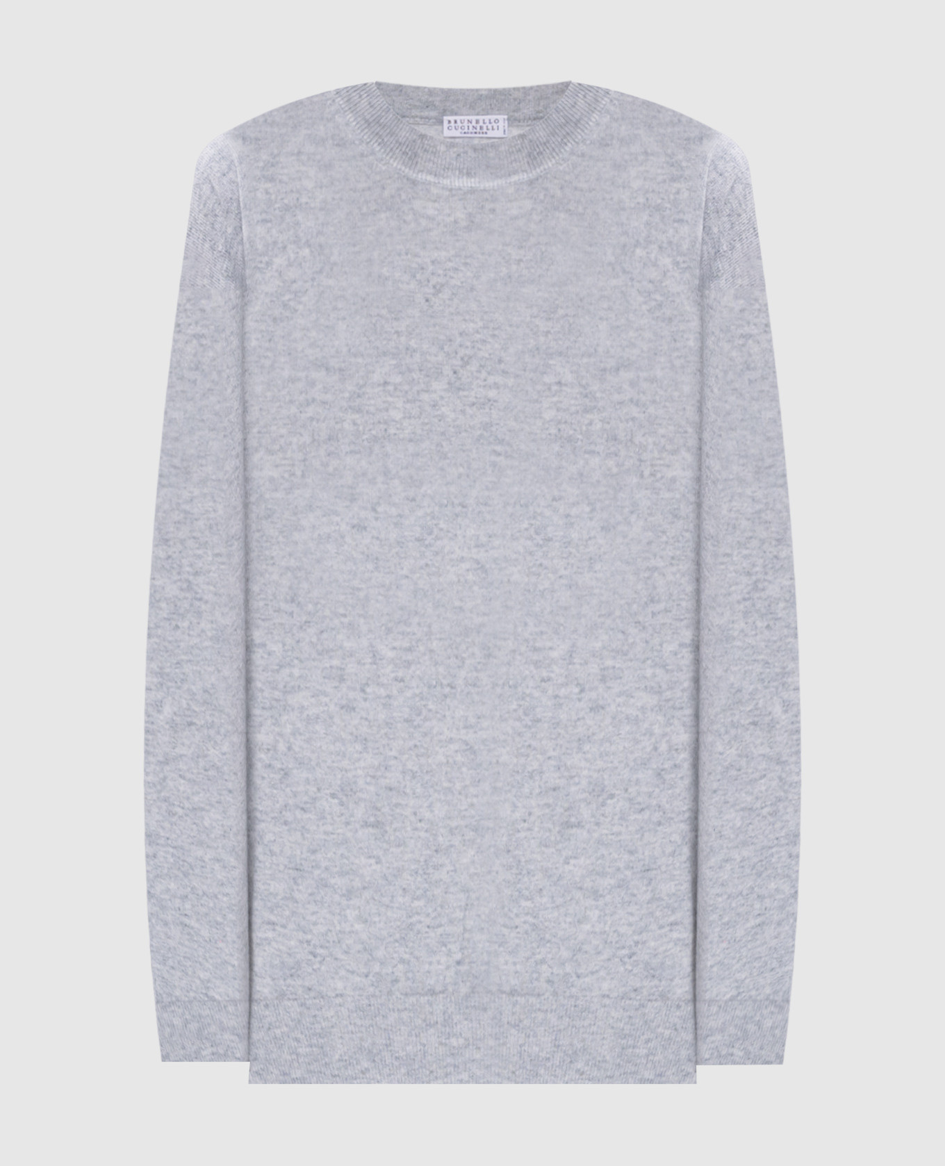 Gray cashmere sweater with monil chain