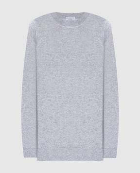 Brunello Cucinelli Gray cashmere sweater with monil chain M12190300