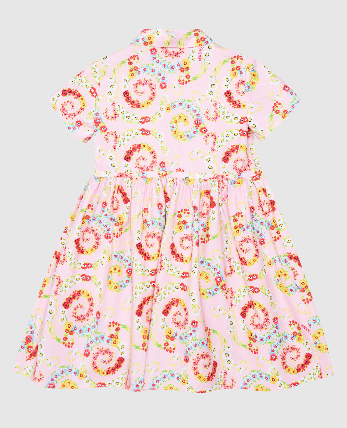 

Children's pink floral print shirt dress Versace