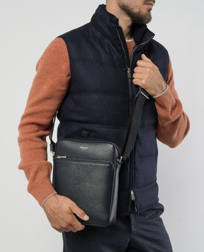 Serapian EVOLUZIONE blue leather bag with logo SREVLMML679919Y021