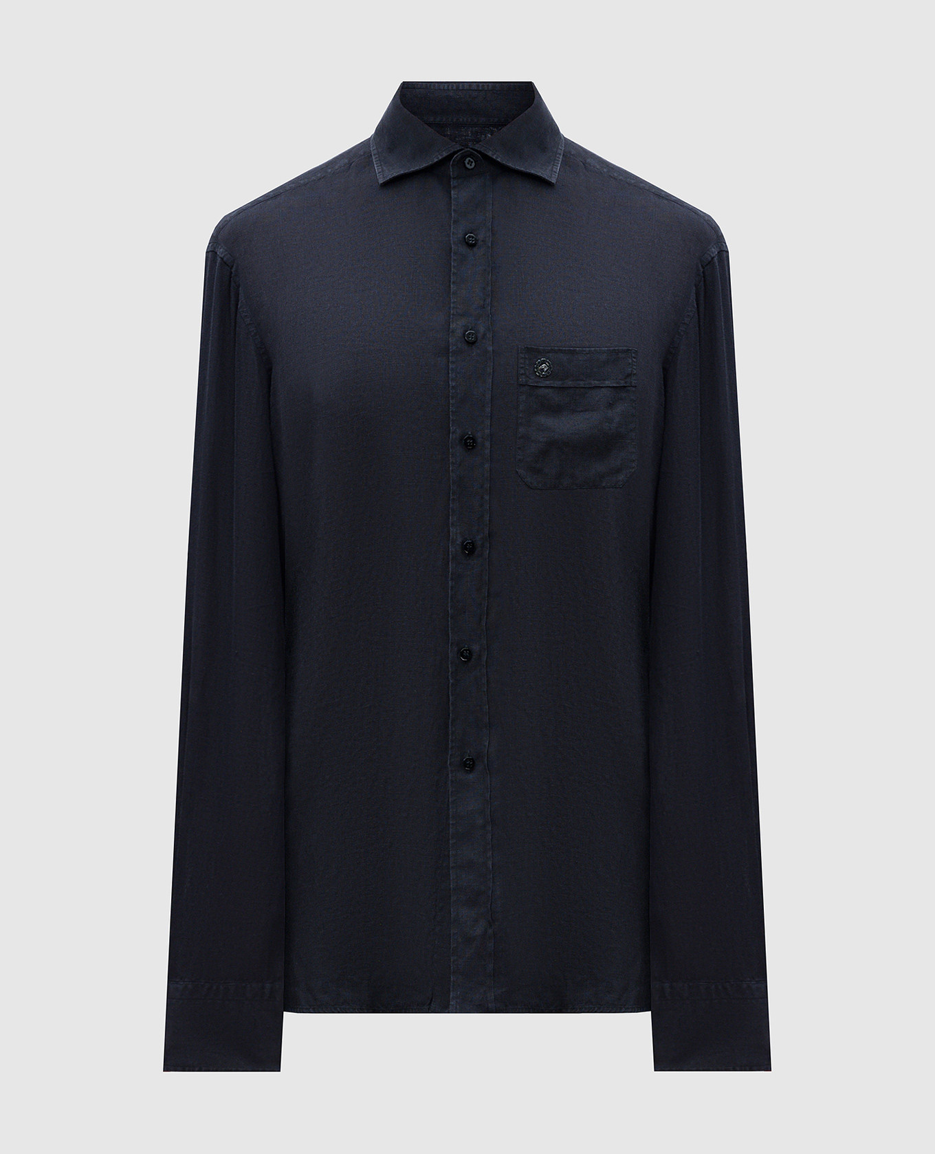Brown linen shirt with logo emblem Stefano Ricci