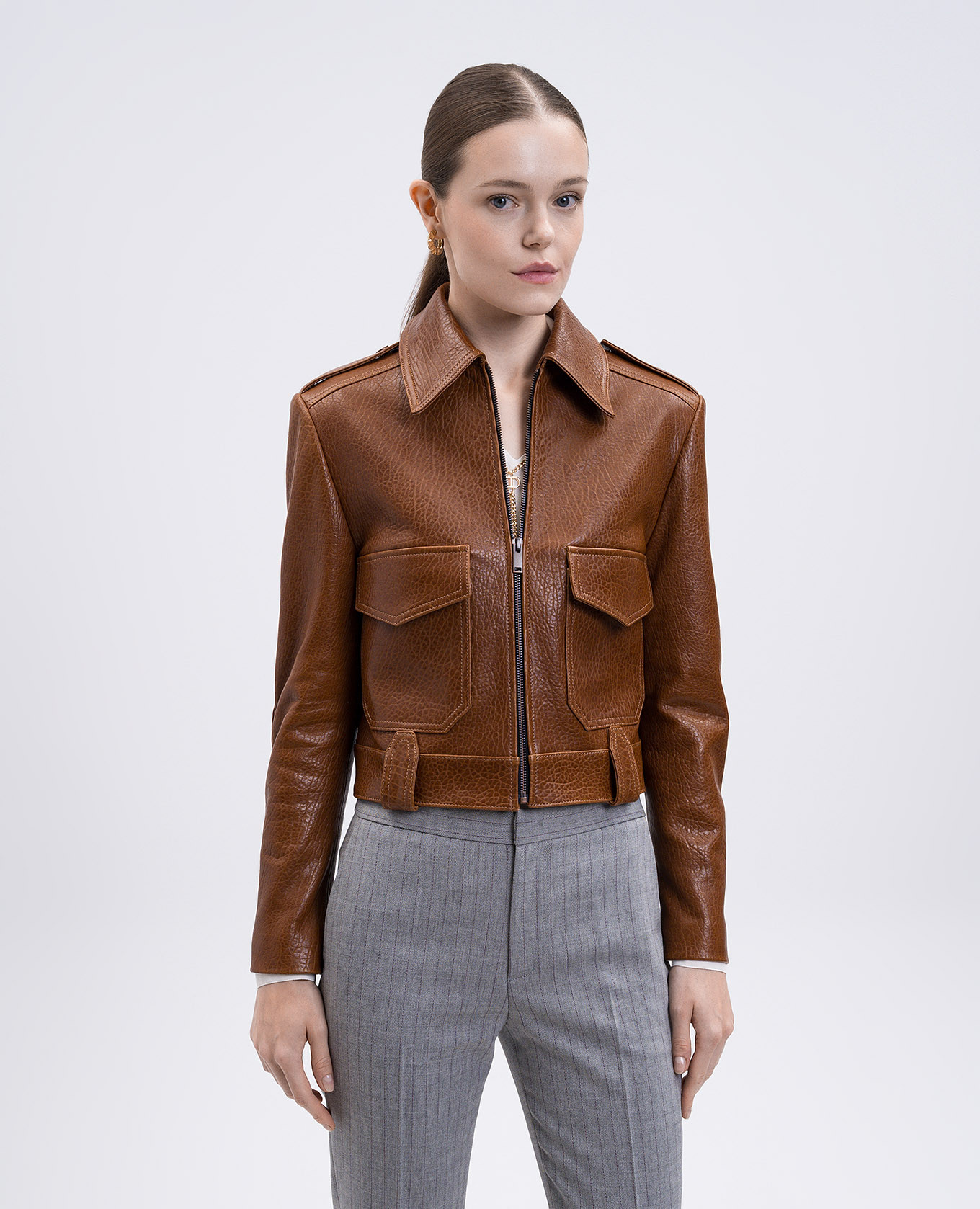 

Brown leather jacket Babe Pay Pls