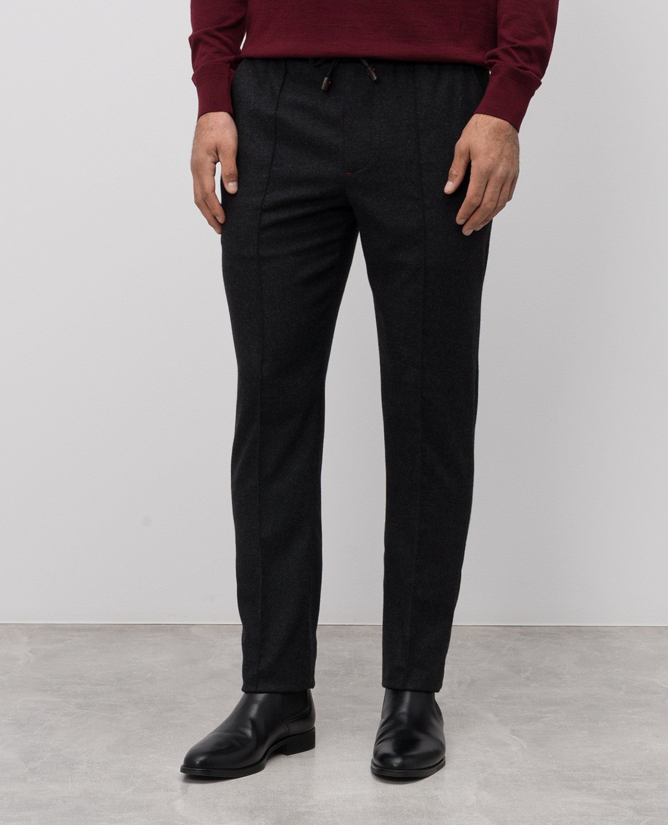 

Grey wool and cashmere trousers with logo ISAIA