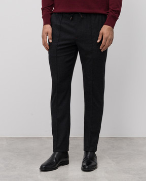 ISAIA Grey wool and cashmere trousers with logo PNC016P9040