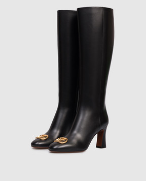 Valentino Black leather boots with logo 7W2S0ML1DSH