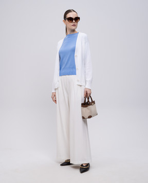 Solotre White cardigan with slit M3D0064D
