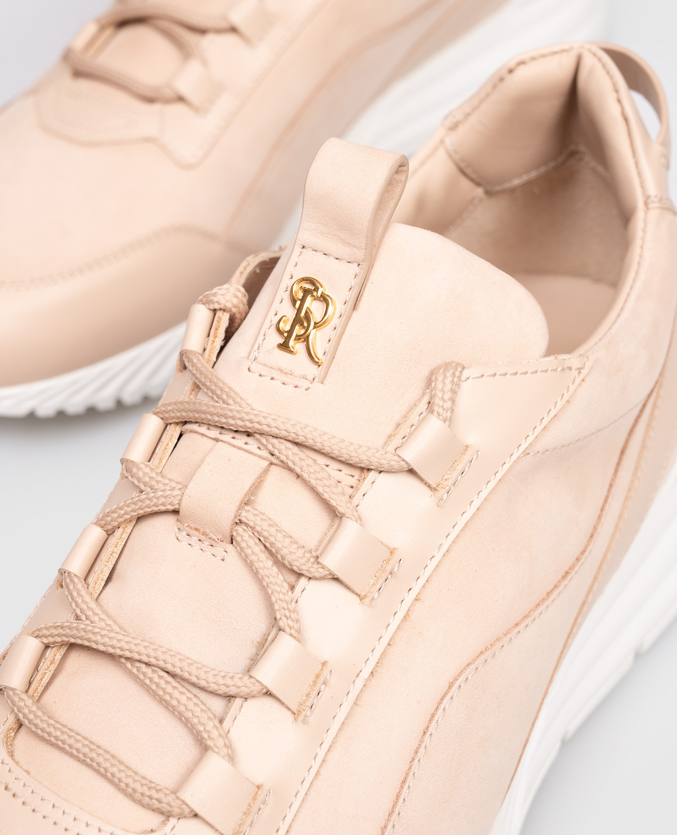 

Beige nubuck sneakers with monogram Stefano Ricci