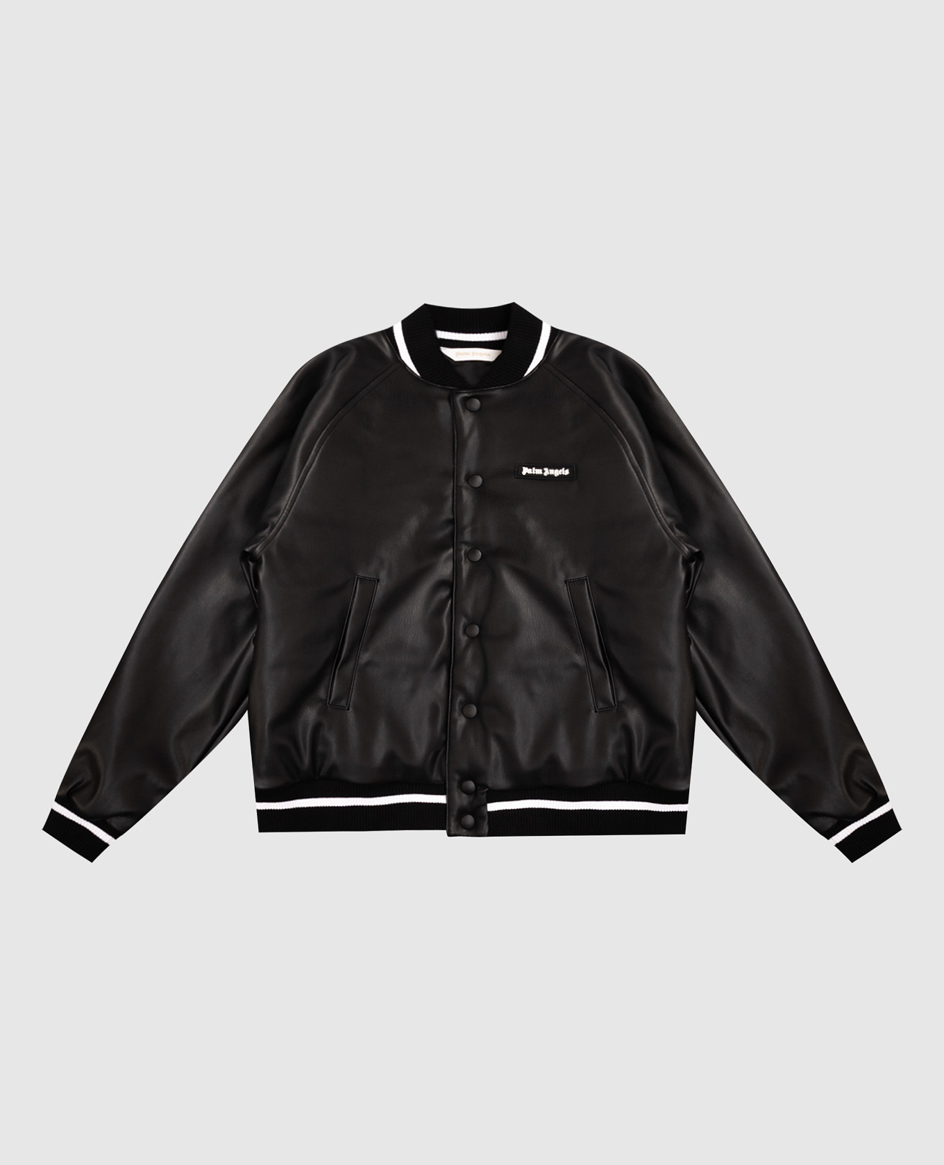 Children&#39;s black bomber jacket with logo Palm Angels