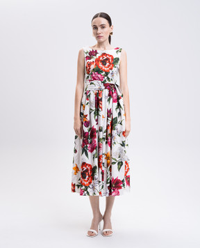 Dolce&Gabbana White floral print midi dress F6TZTTHS5TQ