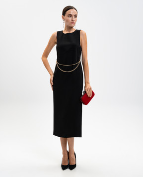 Twinset Black midi dress with chain 252TP2300