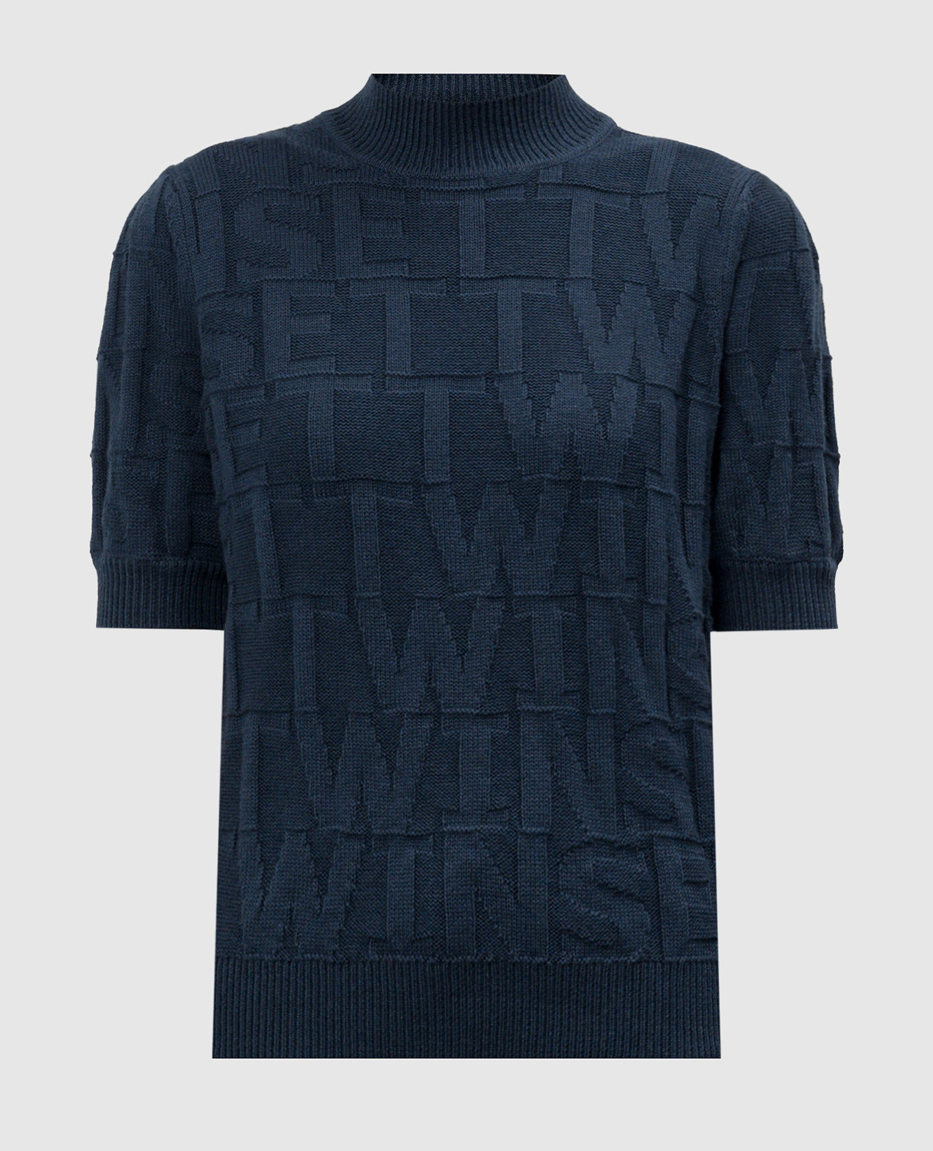 

Blue cashmere top with textured logo pattern Twinset