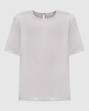 Peserico Gray silk top with monil chain S0676002372