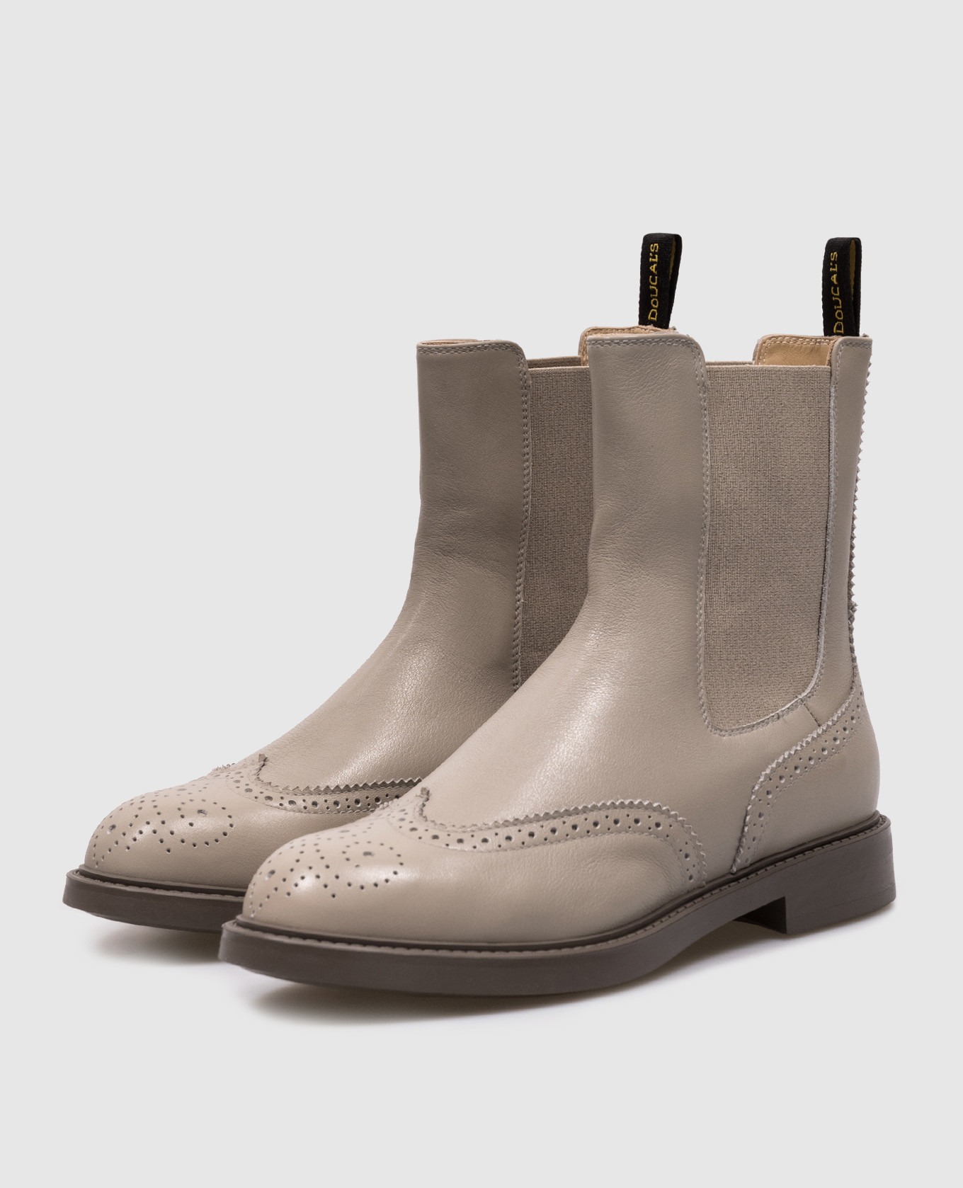 Gray leather Chelsea boots with perforations Doucal's 2
