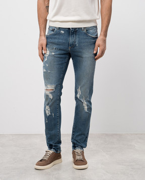 Dolce&Gabbana Blue ripped jeans with logo GY07CDG8MV3