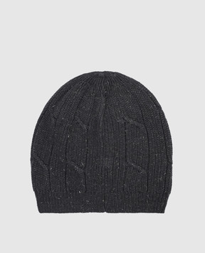 Peserico Gray beanie in wool, silk and cashmere with textured pattern and lurex S36185F0709095