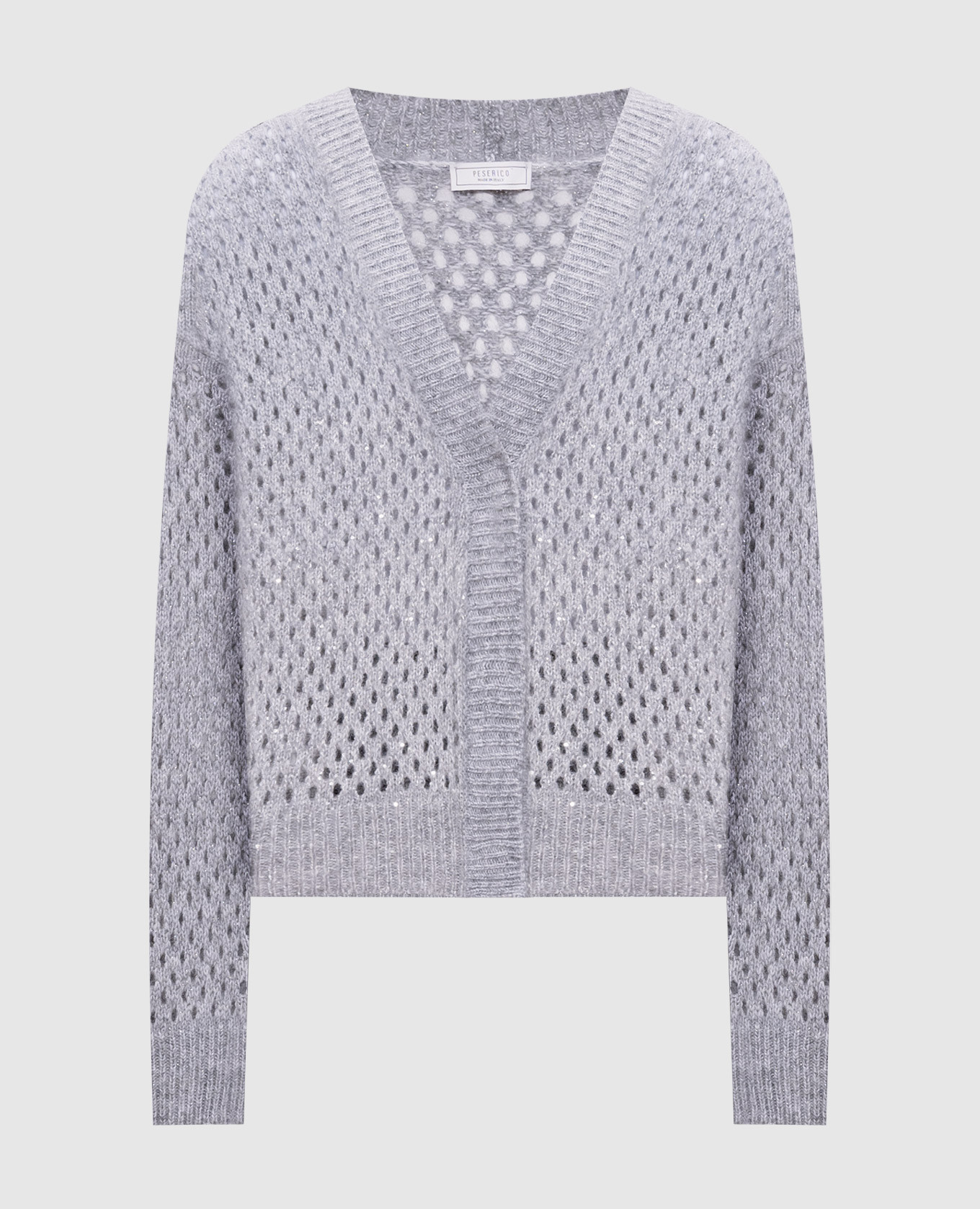 

Gray openwork cardigan in wool and alpaca with sequins Peserico, Grey