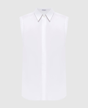 Brunello Cucinelli White blouse with monil chain MP091MA616